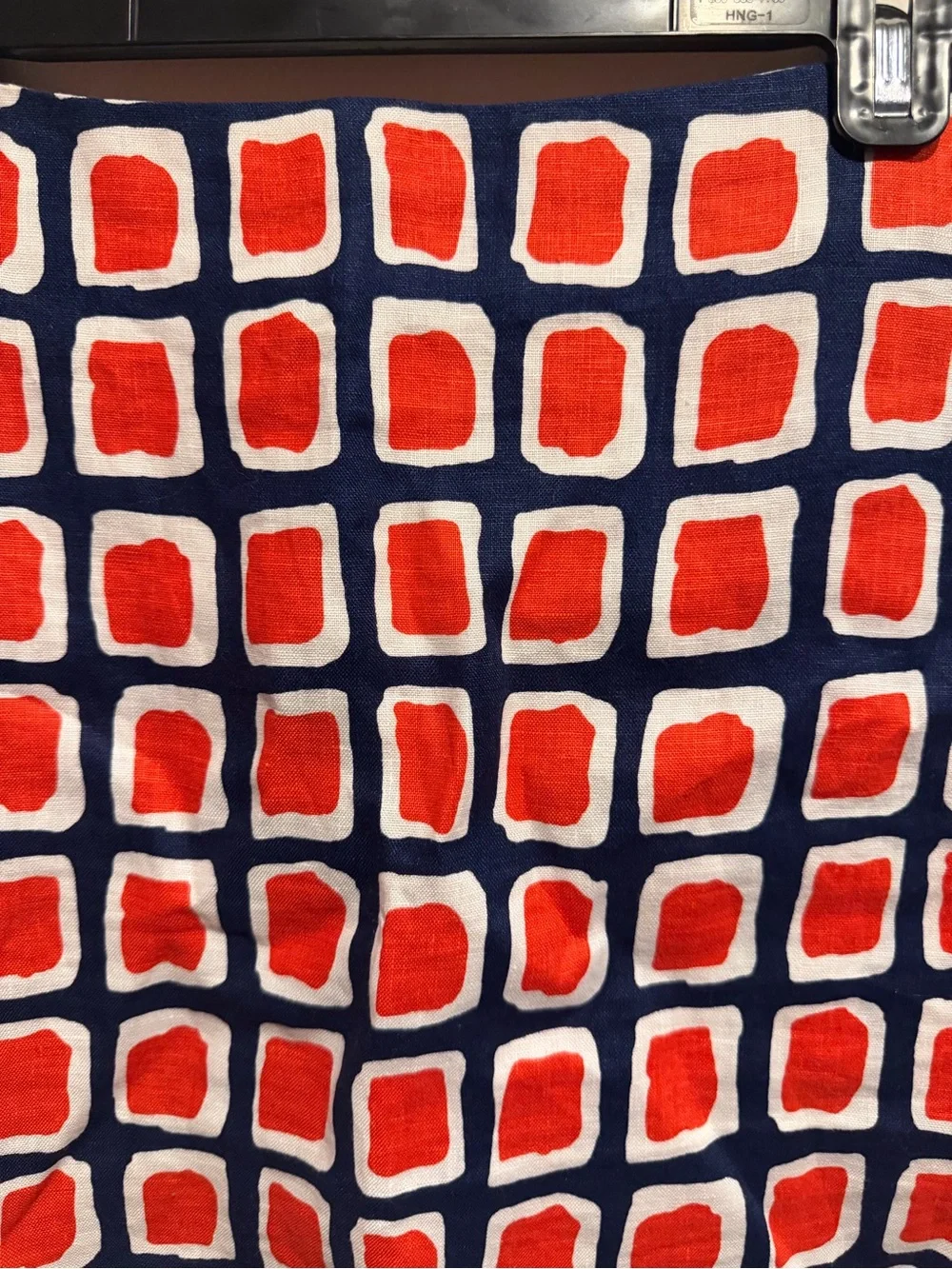 Reformation “Veranda Skirt in Napoli - Red and Navy Geometric Print Mini Skirt